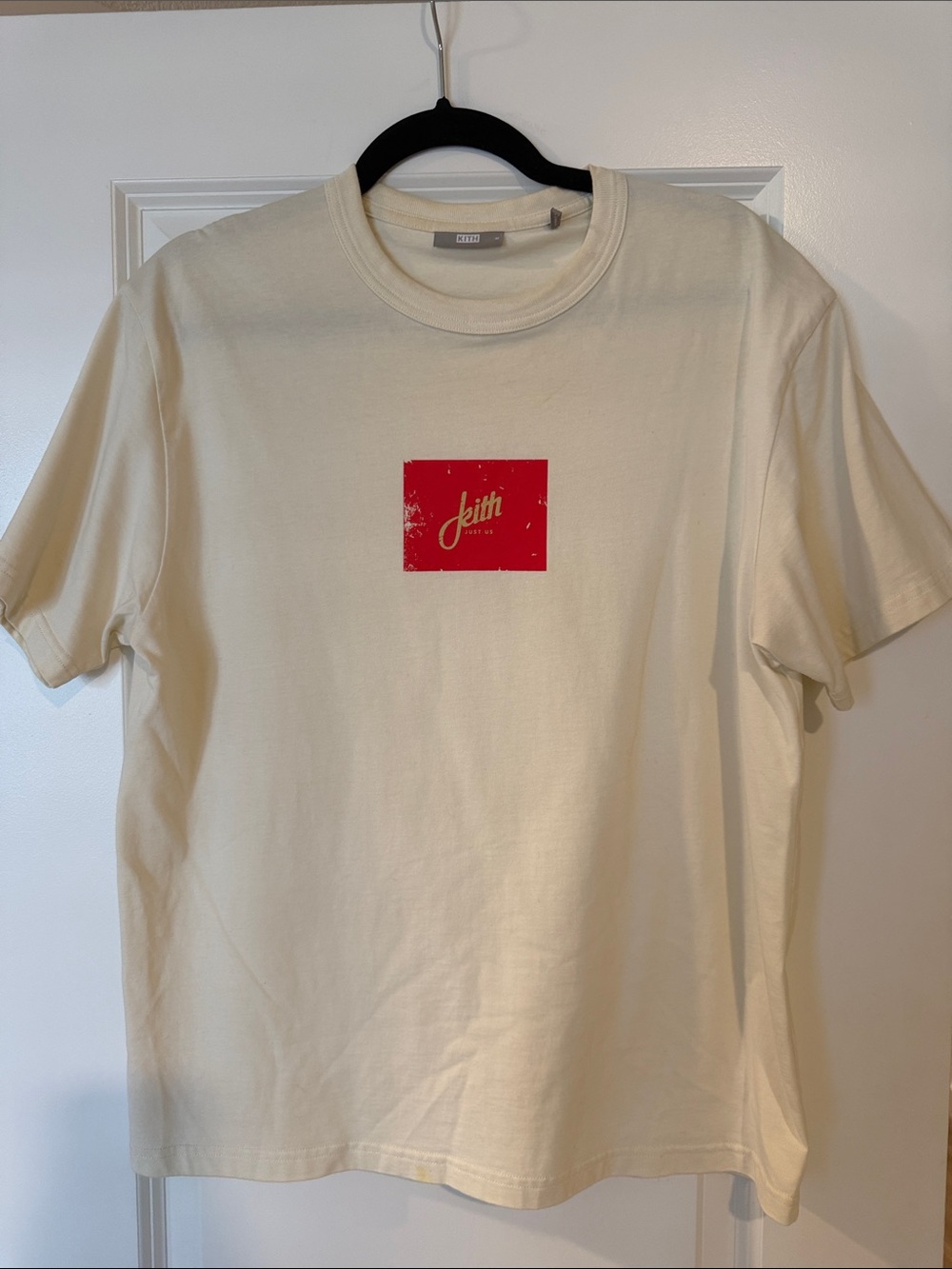 Kith Off-White Short Sleeve Tee with Red Chest Box Logo size M